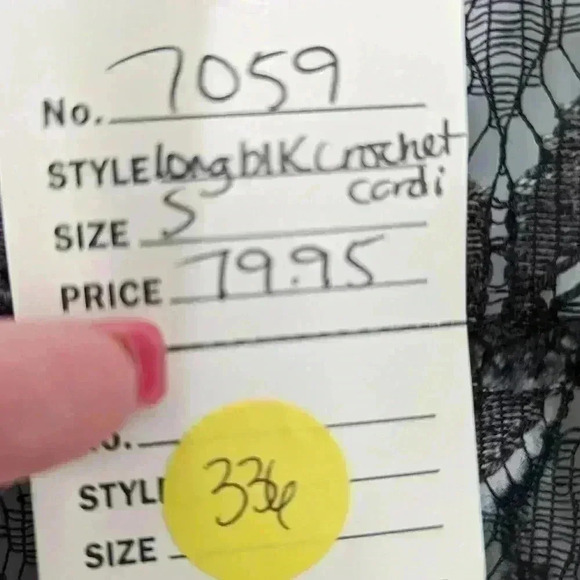 POL open Front Long Sleeve Duster Cardigan Size Small Black/ Gray Lacey - Picture 4 of 11